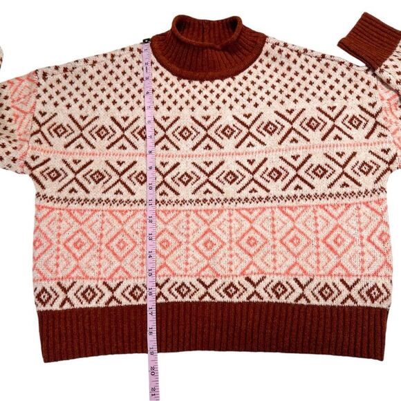 American Eagle Fairisle Mock Neck Cropped Sweater Size M - Picture 8 of 12